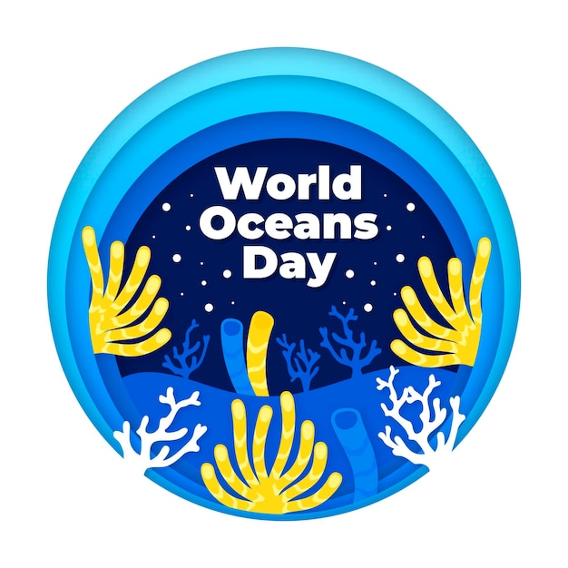 Free vector oceans day in paper style