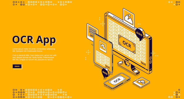 Free vector ocr app landing page