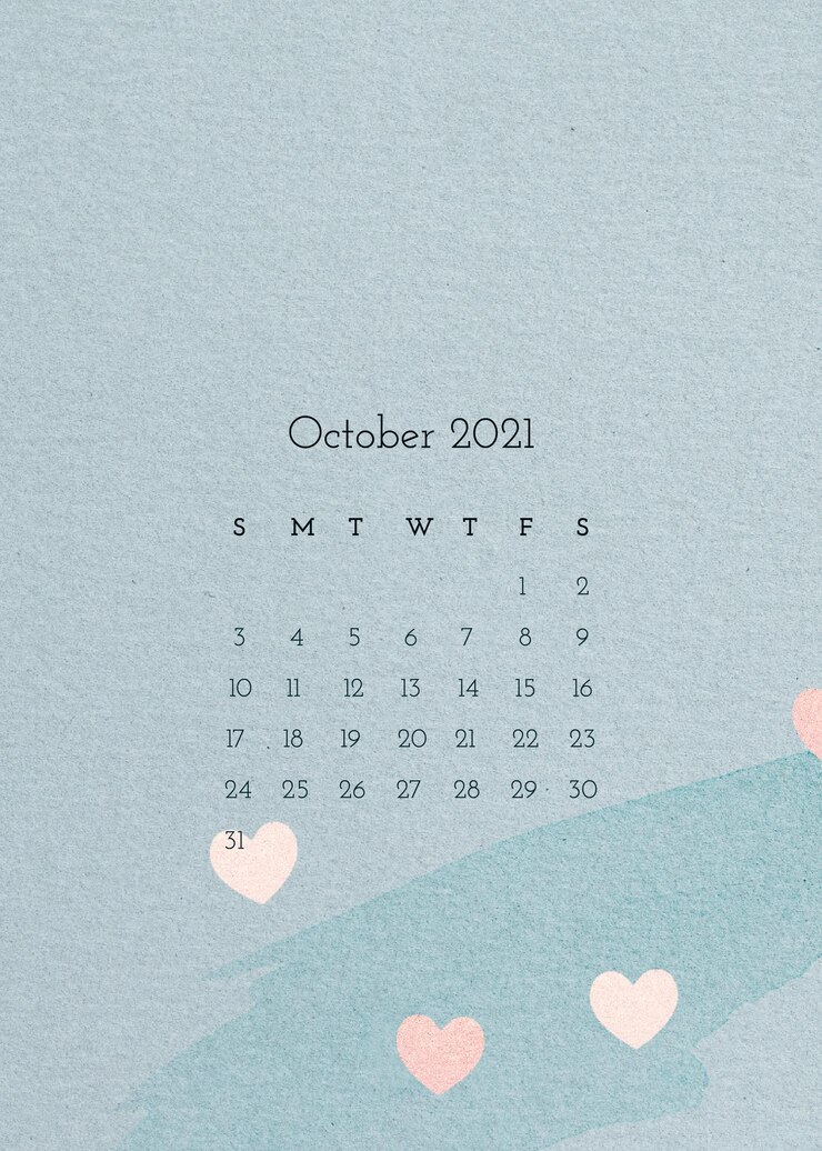 Free Vector october 2021 calendar template with watercolor paper texture