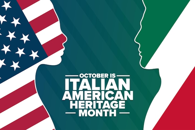 10月はイタリア系アメリカ人の遺産月間です。休日のコンセプト。背景、バナー、カード、テキストの碑文とポスターのテンプレート。ベクトルeps10イラスト。