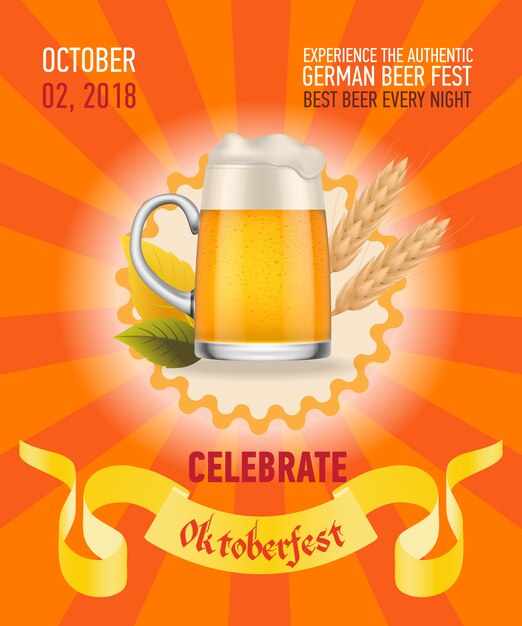 Octoberfest、最高のビールオレンジのポスターデザイン