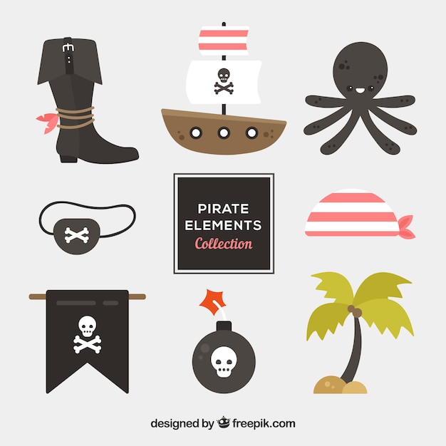 Vettore gratuito collezione octopus con elementi pirata