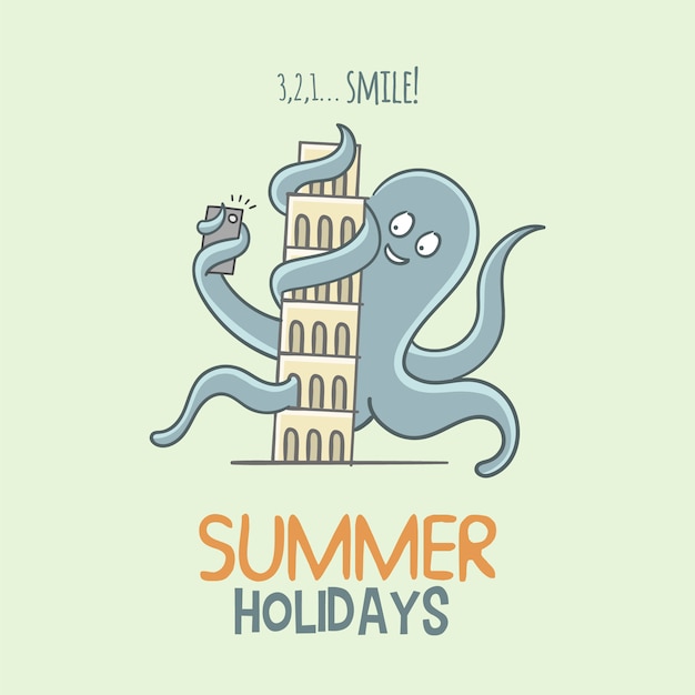 Octopus summer holidays background