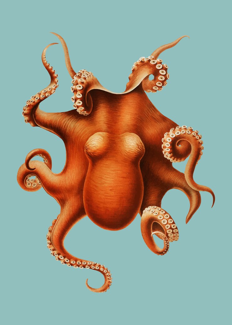 Free Vector octopus in vintage style