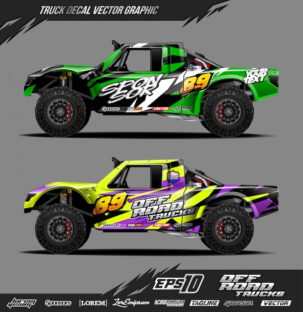 Premium Vector Off road truck decal wrap illustration