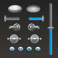 Free vector on off touch analog buttons and toggles set