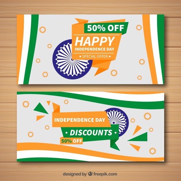 Free vector offer banners for india independence day