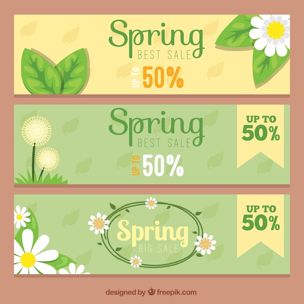 Free vector offers spring banners