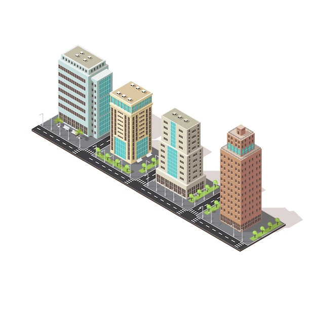 Free vector office buildings isometric icon