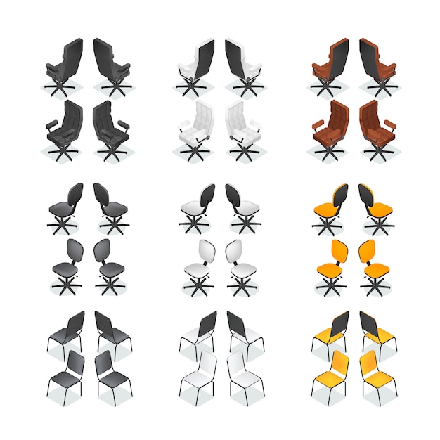 Free vector office chair icon set