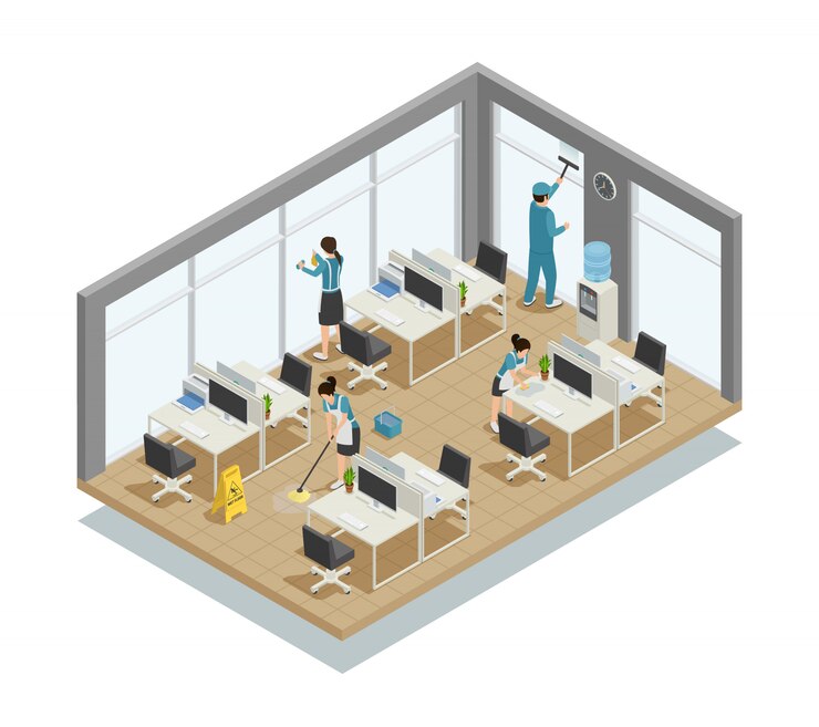 Free Vector office cleaning isometric composition