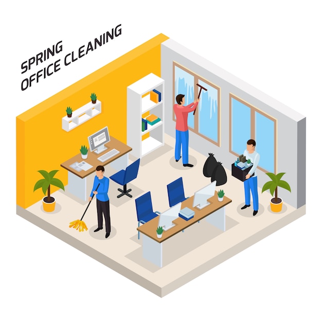 Office Cleaning Isometric Composition