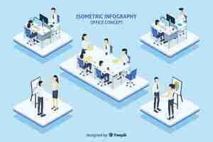 무료 벡터 사무실 개념 infographic