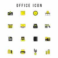 Free vector office icon set, yellow