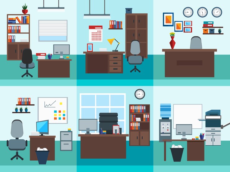 Free Vector office interior icon set