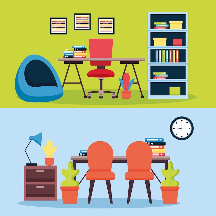 Free Vector office interior workplace