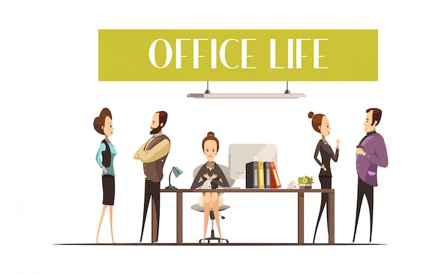 Free vector office life design with upset secretary at workplace