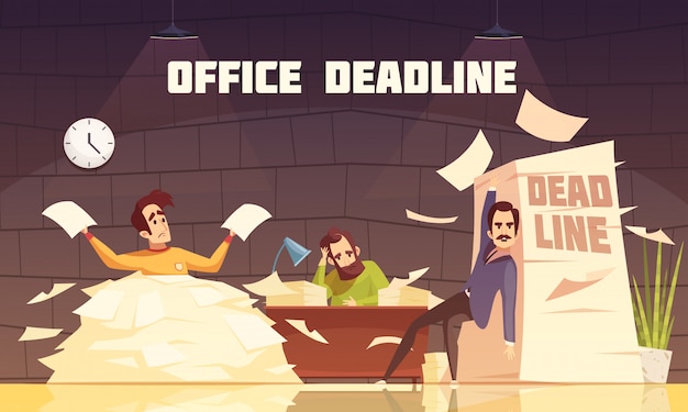 Free vector office paperwork deadline cartoon