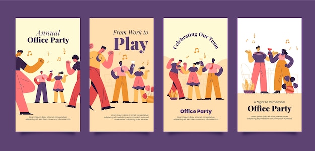 Free vector office party office party instagram stories