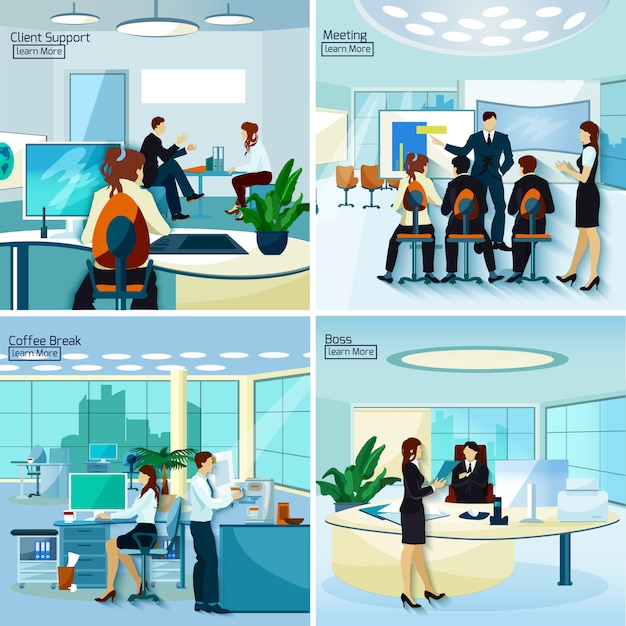 Бесплатное векторное изображение Офисные люди 2x2