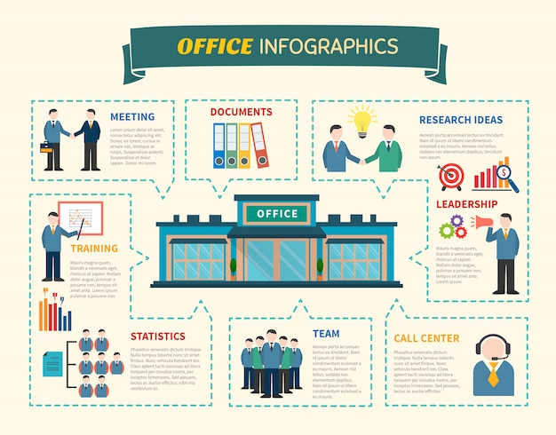 Free vector office  people infographics web page