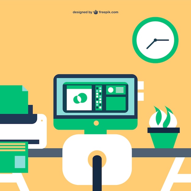 Office simple flat illustration