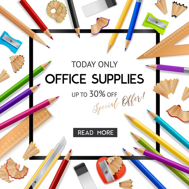 Office Supplies Realistic Background