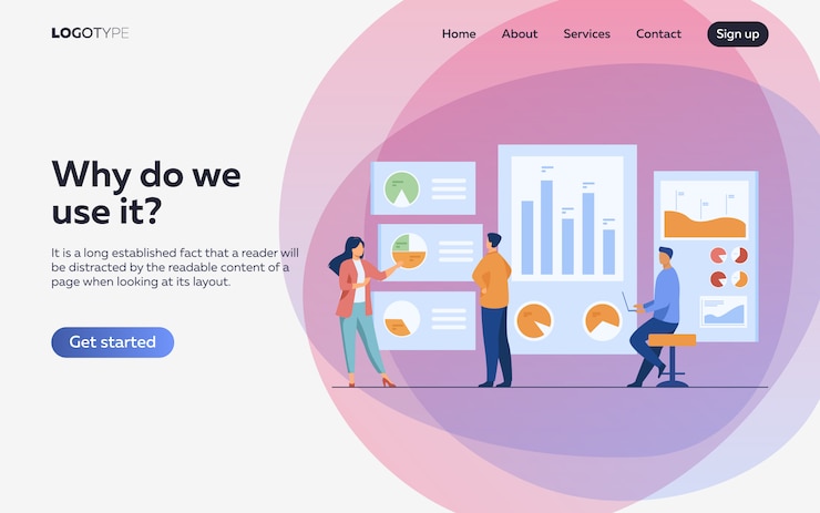 Free Vector office workers analyzing and researching business data