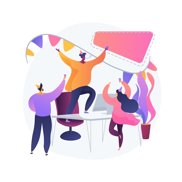 congratulations on your new job meme Free vector office workers, coworkers having fun together. corporate party, special event celebration, business success. company staff, colleagues in festive hats.
