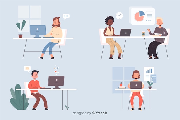 office workers sitting at desks