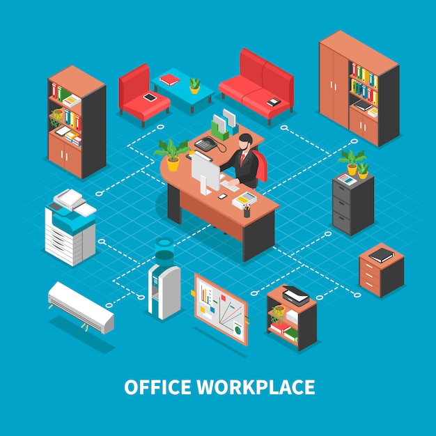 Free vector office workplace background concept