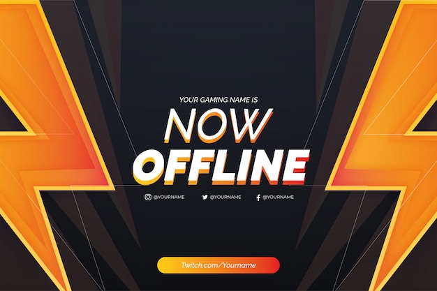 Sfondo di sfondo twitch offline con modello di fulmine realistico