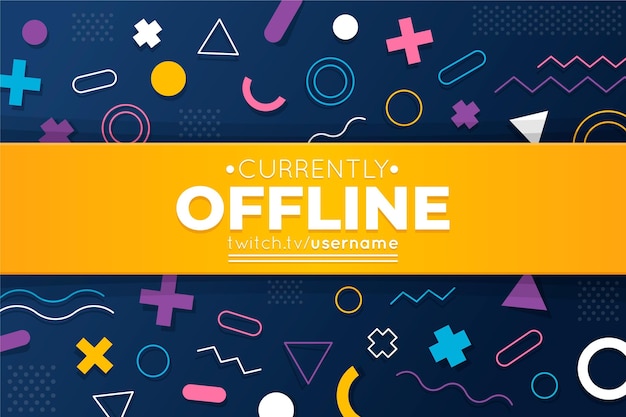 Vettore gratuito banner twitch offline stile memphis