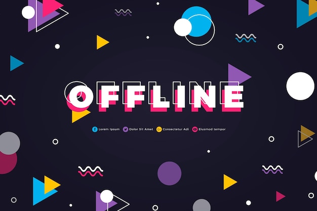 Vettore gratuito banner twitch offline in stile memphis