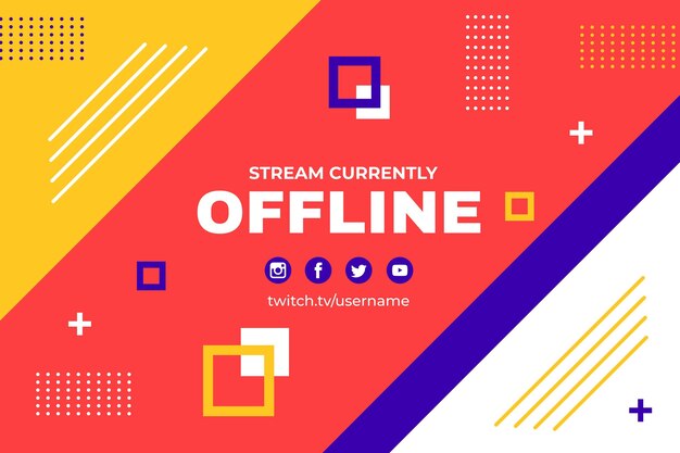 Banner twitch offline in stile memphis