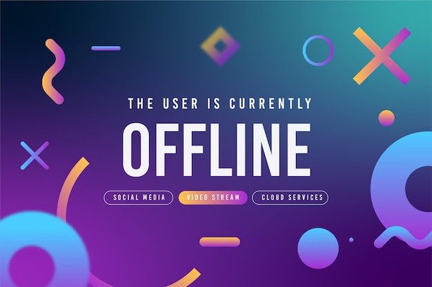 Vettore gratuito banner twitch offline stile memphis