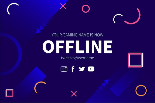 Vettore gratuito banner twitch offline in stile memphis