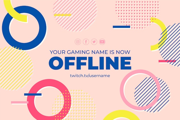 Free vector offline twitch banner in memphis style