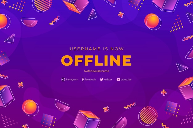 Vettore gratuito banner twitch offline stile memphis