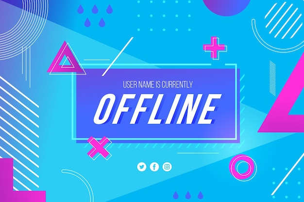 Banner twitch offline nel tema di memphis