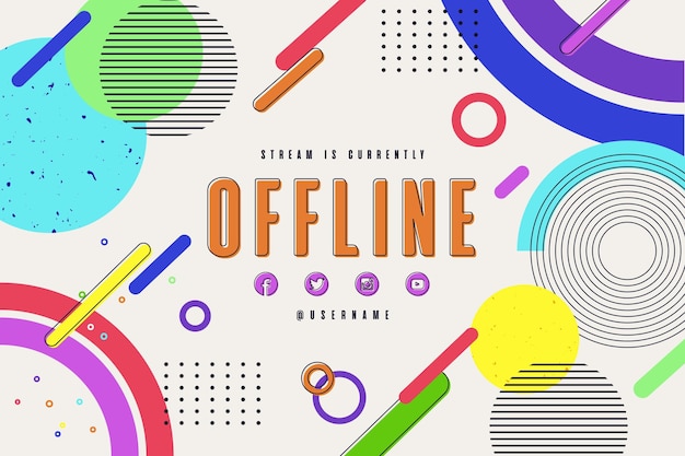 Vettore gratuito modello di banner twitch offline