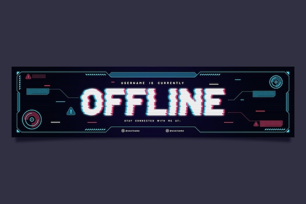 Vettore gratuito modello di banner twitch offline