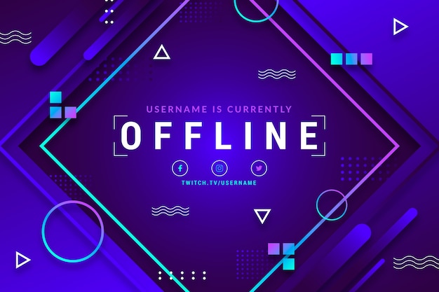 Vettore gratuito modello di banner twitch offline