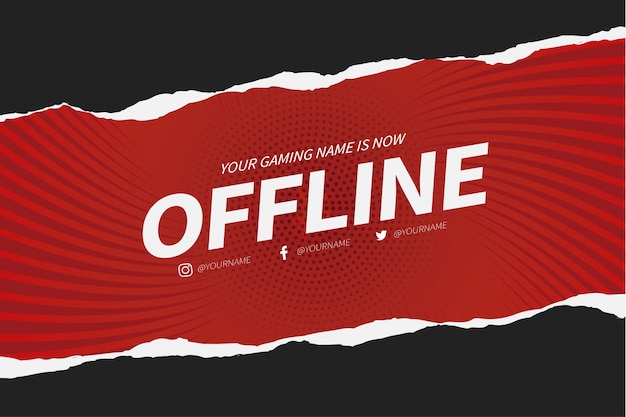 Banner twitch offline con modello di disegno di taglio carta