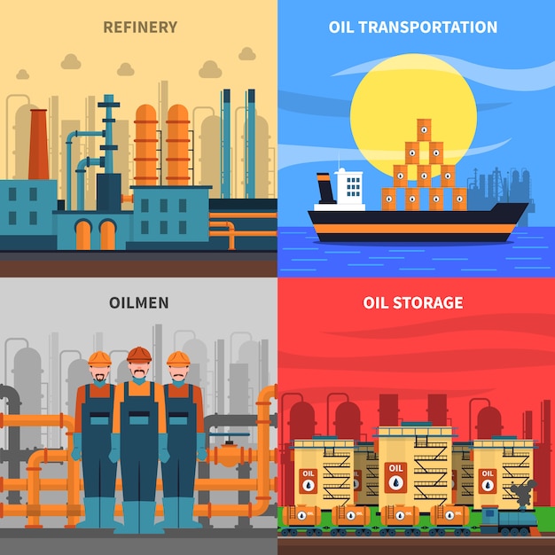 Free vector oil concept icons set