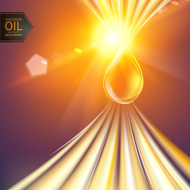 Oil drop at the sun rays.