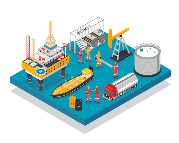 Free vector oil gas platform isometric