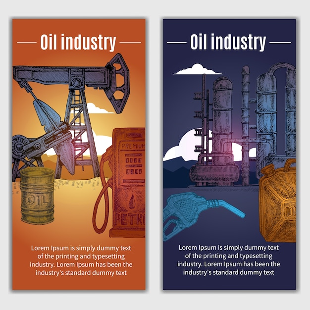 Vettore gratuito illustrazione di banner industria petrolifera