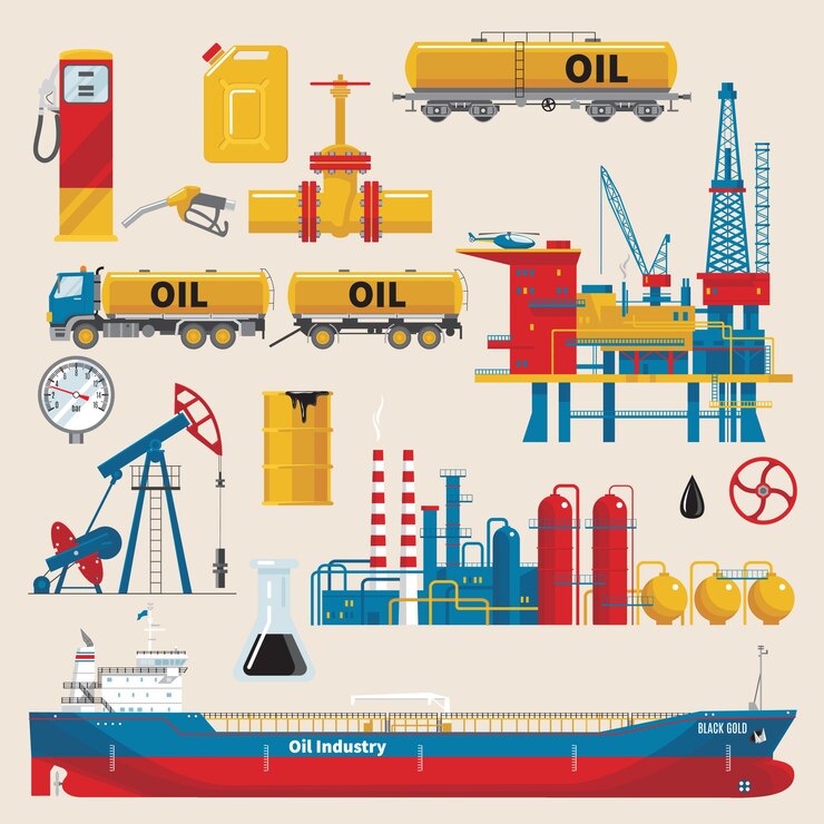 Free Vector oil industry decorative set