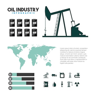석유 산업 인포 그래픽 추출 공정 생산 프리미엄 벡터